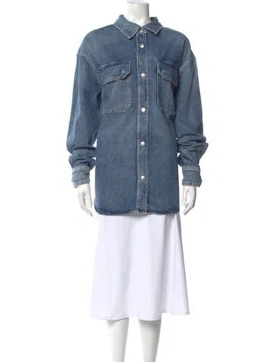 Pre-owned Agolde Long Sleeve Button-up Top In Blue