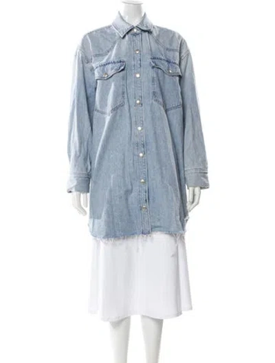 Pre-owned Agolde Long Sleeve Button-up Top In Blue