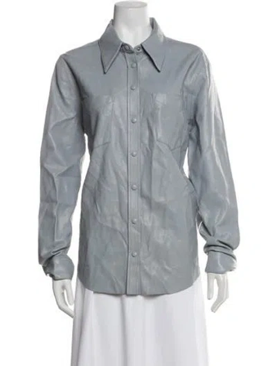 Pre-owned Agolde Long Sleeve Button-up Top In Blue