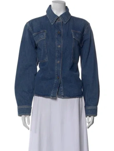 Pre-owned Agolde Long Sleeve Button-up Top In Blue