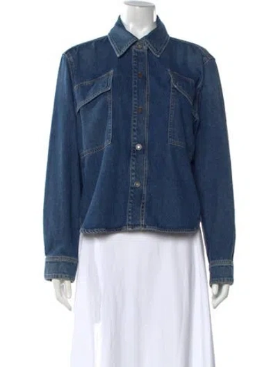Pre-owned Agolde Long Sleeve Button-up Top In Blue