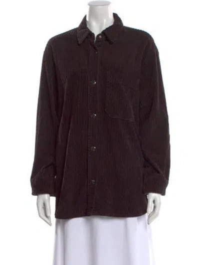 Pre-owned Agolde Long Sleeve Button-up Top In Brown