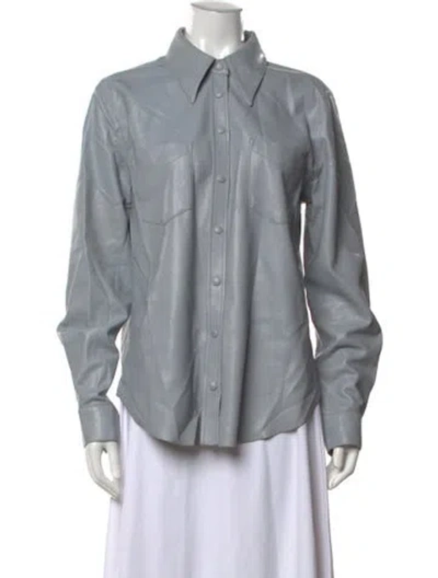 Pre-owned Agolde Long Sleeve Button-up Top In Grey
