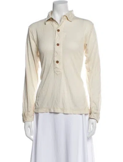Pre-owned Agolde Long Sleeve Button-up Top In Neutral