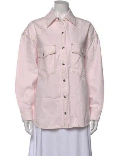 Pre-owned Agolde Long Sleeve Button-up Top In Pink