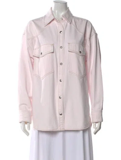 Pre-owned Agolde Long Sleeve Button-up Top In Pink