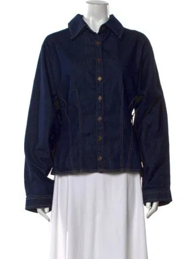 Pre-owned Agolde Long Sleeve Button-up Top W/ Tags In Blue