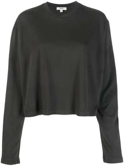 Agolde Long-sleeve Crop Top In Black