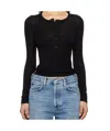 Agolde Long Sleeve Henley Shirt In Black