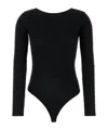 Agolde Ribbed Texture Long Sleeves Scoop Back Bodysuit In Black