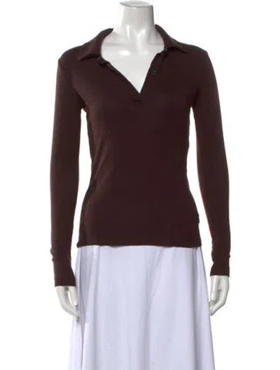 Pre-owned Agolde Long Sleeve Polo In Brown