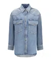 Agolde Long-sleeved Denim Shirt In Blue