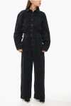 Agolde Long Sleeved Denim Tane Jumpsuit In Black