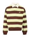 Agolde Rsvp Logo-embroidered Striped Cotton Rugby Shirt In Green