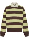Agolde Rsvp Logo-embroidered Striped Cotton Rugby Shirt In Green