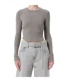 Agolde Long-sleeved Ribbed T-shirt In Gray