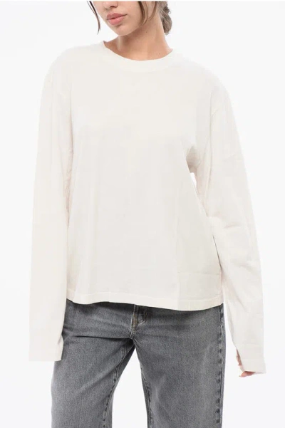 Agolde Long Sleeved Runa Crew-neck T-shirt In White