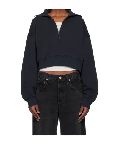 Agolde Long-sleeved Sweatshirt In Navy Blue