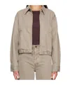 Agolde Elasticated-hem Denim Jacket In Brown
