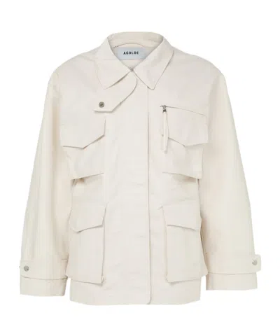 Agolde Long-sleeved Casual Jacket In Neutral