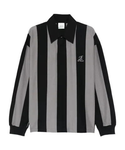 Agolde Long-sleeved Polo Shirt In Black