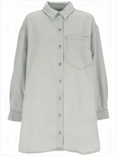 Agolde Loose-fitting Grey Shirt Dress With Classic Collar In Gold