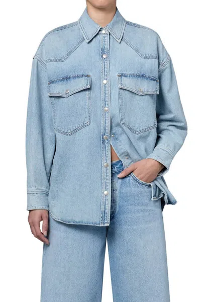 Agolde Lotta Denim Shirt In Drift In Blue