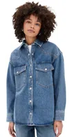 Agolde Camryn Dropped-shoulder Relaxed-fit Organic Cotton-blend Denim Shirt In Hollow
