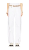 Agolde 'luna' White Jeans With Logo Patch On The Rear And Fringed Hem In 奶昔