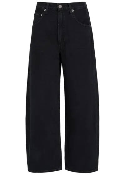 Agolde Low Curve Barrel-leg Jeans In Black