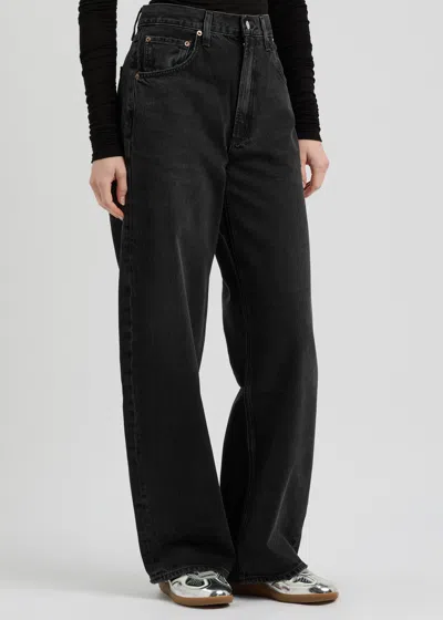 Agolde Low Curve Barrel-leg Jeans In Black