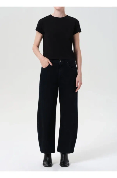 Agolde Low Curve Crop In Crushed In Black