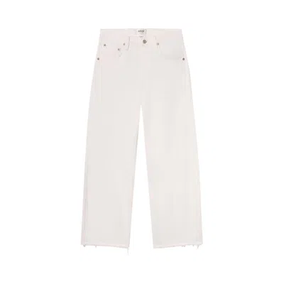 Pre-owned Agolde Low Curve Fray Denim 'milkshake' | White | Women's Size 27