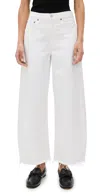 Agolde 'luna' White Jeans With Logo Patch On The Rear And Fringed Hem In Milkshake