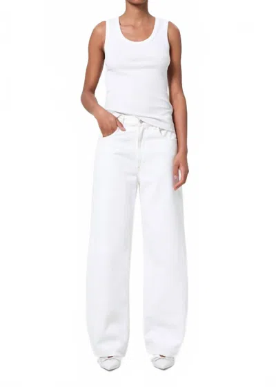 Agolde Luna Frayed High-rise Barrel-leg Jeans In White