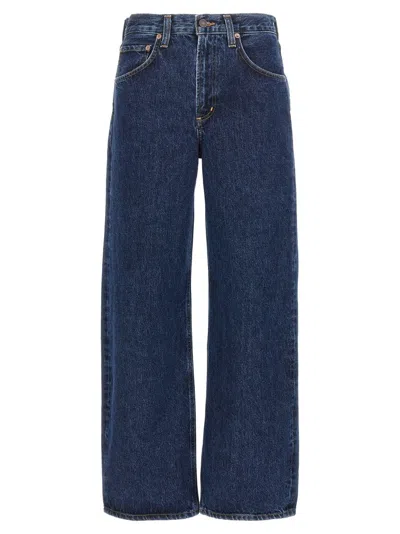 Agolde Low Curve Cropped Mid-rise Barrel-leg Jeans In Blue