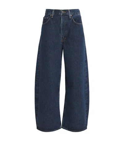 Agolde Low Curve Cropped Mid-rise Barrel-leg Jeans In Blue