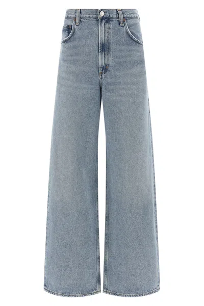 Agolde High Waist Wide Leg Five Pocket Jeans In Blue