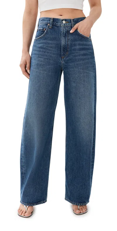 Agolde Riley High Rise Straight Crop Jeans In Blue