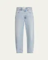 Agolde Luna Pieced High Waist Raw Hem Barrel Jeans In Force
