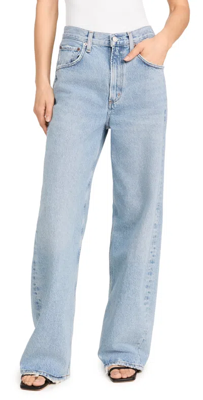 Agolde Blue Low Slung Baggy Jeans In Force