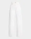 Agolde 'luna' White Jeans With Logo Patch On The Rear And Fringed Hem In Milkshake