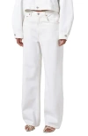 Agolde 'luna' White Jeans With Logo Patch On The Rear And Fringed Hem In Milkshake