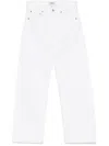 Agolde 'luna' White Jeans With Logo Patch On The Rear And Fringed Hem In White