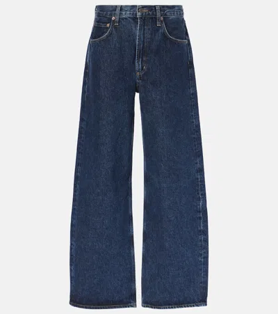 Agolde Low Curve Mid-rise Barrel-leg Jeans In Blue
