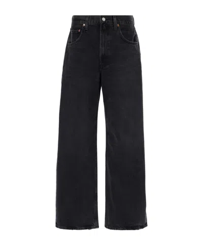 Agolde Low Curve Mid-rise Denim Trousers In Black