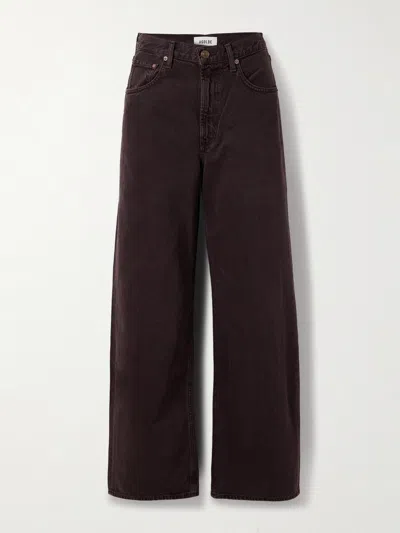 Agolde Womens Sloe Berry (dk Brown) Ren Wide-leg Denim Jeans In Black