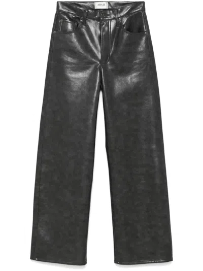 Agolde Leather-blend Low Curve Jeans In Grey