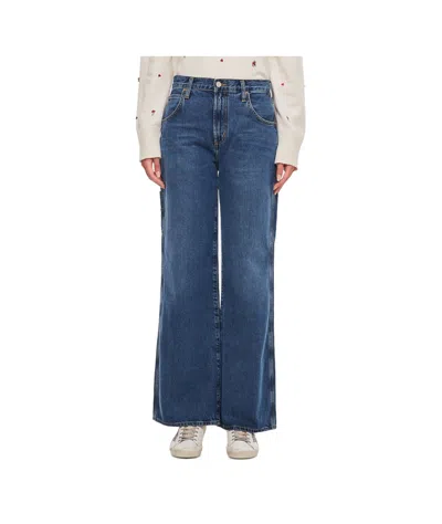 Agolde Low-detailed Wide-leg Jeans In Blue