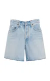 Agolde Parker Long Relaxed Organic Cotton Denim Shorts In Light Wash